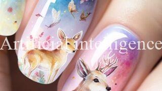 水彩風 森のなかまたちネイル #629