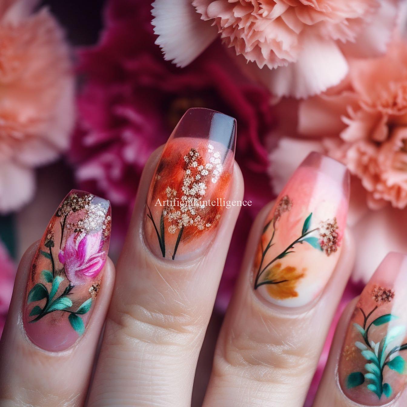 Flower Nails tips フラワー 花 ネイルチップ 付け爪-