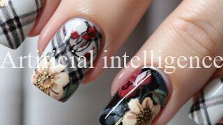 フラワーチェック柄風ネイル #746