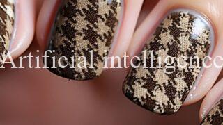 セピアのチェック柄ネイル #747