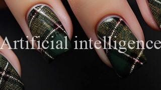 深緑のタータンチェック風ネイル #757