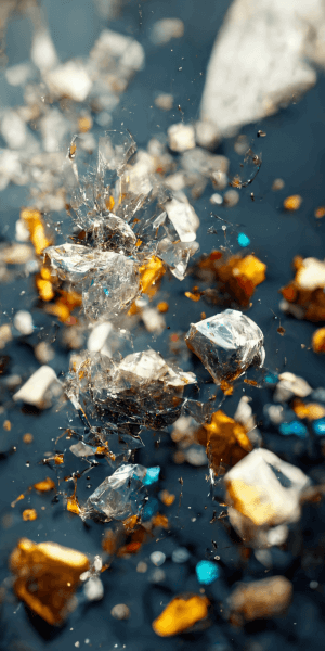 砕け散るリアルなガラスのイラスト ガラスとテクスチャの壁紙 AIイラスト待受 縦長画像 crushed glass illustration material