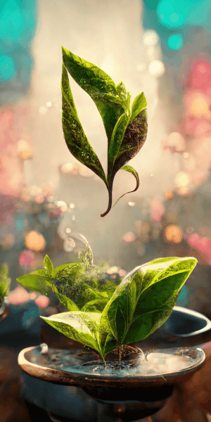 生き生きとした魔法植物 観葉植物の壁紙イラスト マンドラゴラの新芽の待受 AIイラスト待受 縦長画像 magical green illustration fiction art