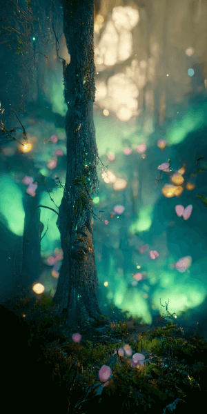不思議な妖精の森 光る森のイラスト壁紙 待受画像 Daha